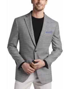 Awearness Kenneth Cole Gray Plaid Slim Fit Sport Coat