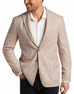 Joseph Abboud Slim Fit Notch Lapel Knit Sport Coat, Blue Plaid