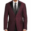 After Hours Slim Fit Dinner Jacket, Burgundy Jacquard