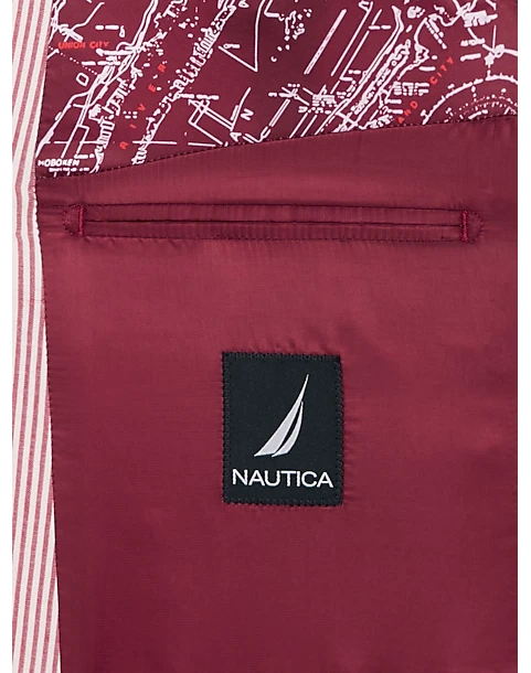 Nautica Modern Fit Sports Coat, Red Seersucker - Image 3