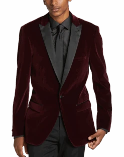 Paisley & Gray Slim Fit Dinner Jacket, Burgundy
