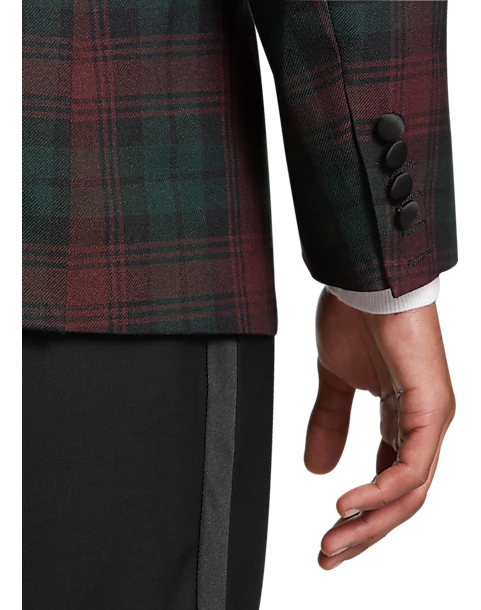 Paisley & Gray Slim Fit Dinner Jacket, Wineberry Plaid - Image 2