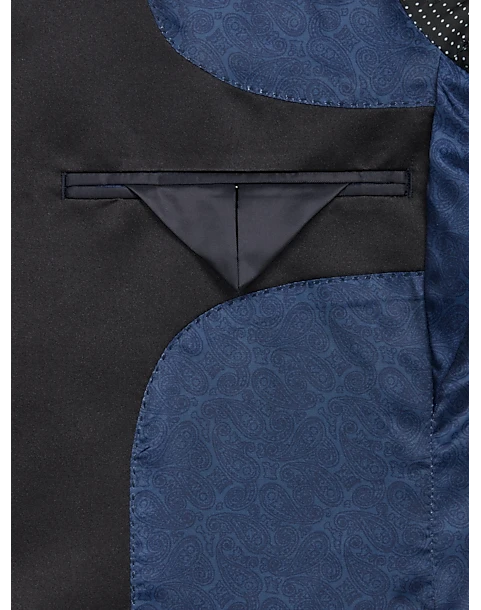 Egara Slim Fit Satin Peak Lapel Dinner Jacket, Dark Blue Patterned - Image 3