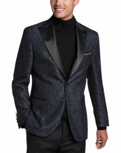 Egara Slim Fit Peak Lapel Dinner Jacket, Charcoal Paisley