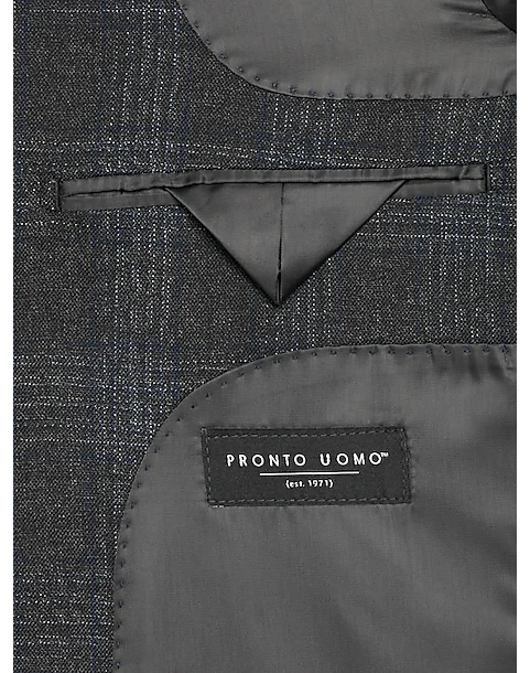Pronto Uomo Modern Fit Sport Coat, Charcoal Plaid - Image 3