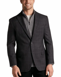 Awearness Kenneth Cole Modern Fit Sport Coat, Wine Windowpane