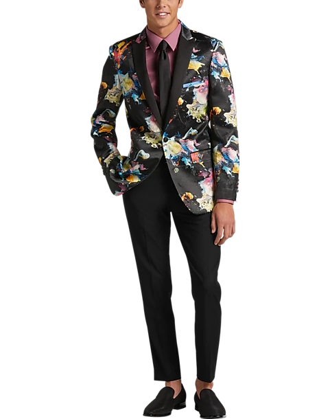 Paisley & Gray Slim Fit Dinner Jacket, Multicolor Abstract Art - Image 2