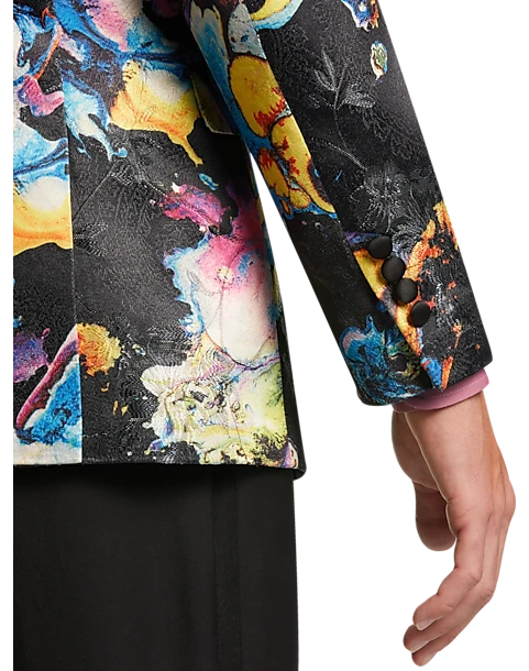 Paisley & Gray Slim Fit Dinner Jacket, Multicolor Abstract Art - Image 3