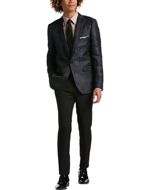 Paisley & Gray Slim Fit Dinner Jacket, Black, Navy & Burgundy Floral - Image 2