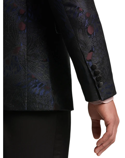 Paisley & Gray Slim Fit Dinner Jacket, Black, Navy & Burgundy Floral - Image 3