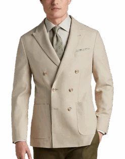 JOE Joseph Abboud Slim Fit Double Breasted Peak Lapel Sport Coat, White Tic