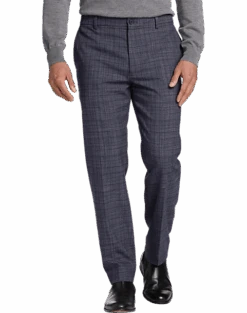 Michael Strahan Dress Pant, Navy Plaid