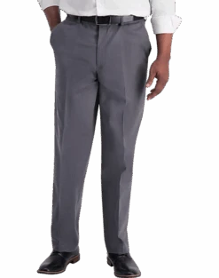 Haggar Iron-Free Premium Khaki® Classic Fit Flat-Front Pants, Charcoal