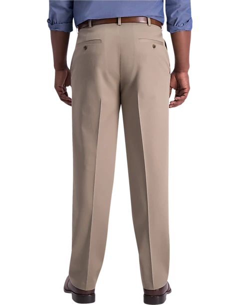 Haggar Iron-Free Premium Khaki® Classic Fit Pleated-Front Pants, Medium Khaki - Image 2