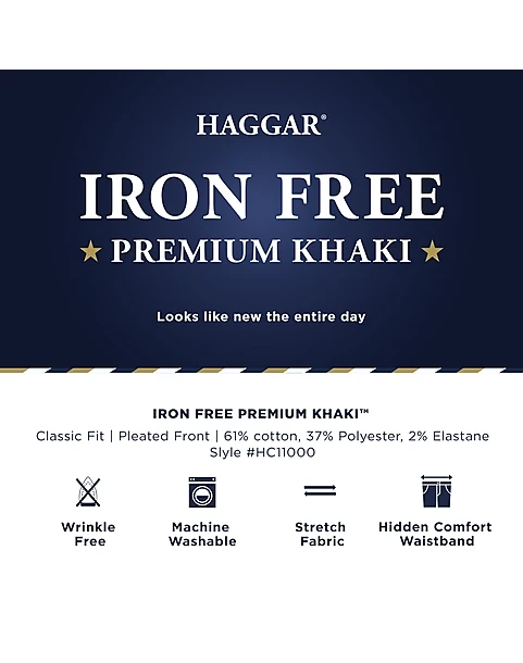 Haggar Iron-Free Premium Khaki® Classic Fit Pleated-Front Pants, Medium Khaki - Image 4