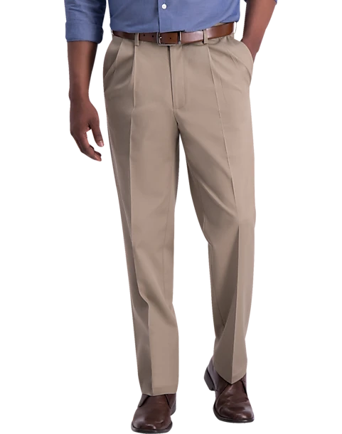 Haggar Iron-Free Premium Khaki® Classic Fit Pleated-Front Pants, Medium Khaki