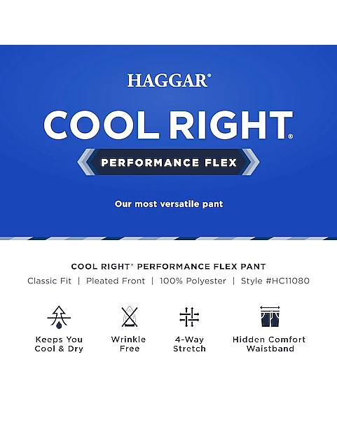 Haggar Cool Right® Performance Flex Classic Fit Pleated-Front Pants, Khaki Heather - Image 4
