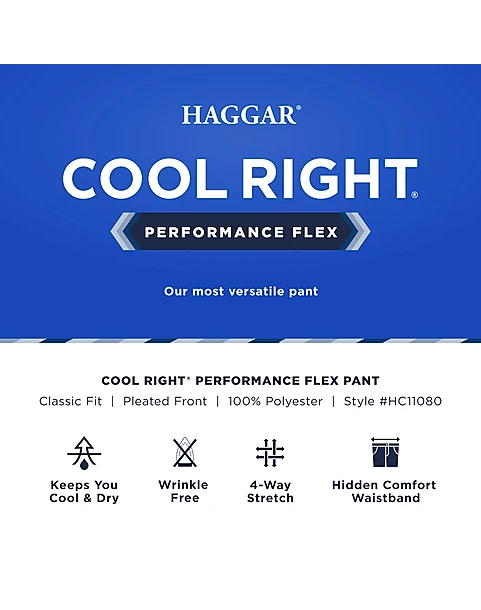 Haggar Cool Right® Performance Flex Classic Fit Pleated-Front Pants, Black - Image 4