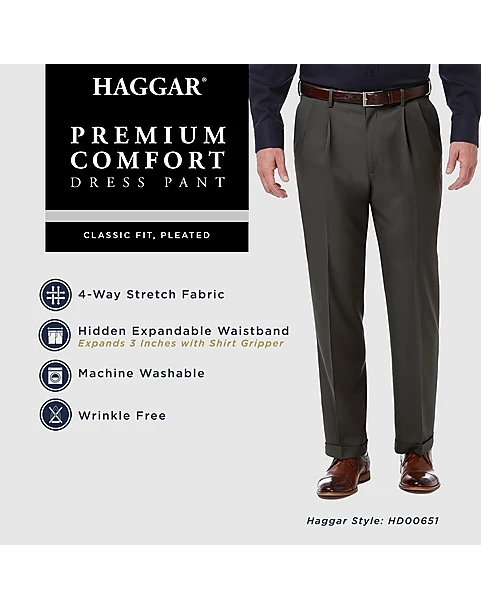 Haggar Premium Comfort Classic Fit Pleat-Front Pants, Medium Khaki - Image 4