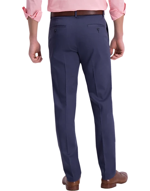 Haggar Iron-Free Premium Khaki™ Slim/Straight Fit Flat-Front Pants, Indigo - Image 2