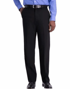 J.M. Haggar™ 4-Way Stretch Classic Fit Flat-Front Pants, Light Gray