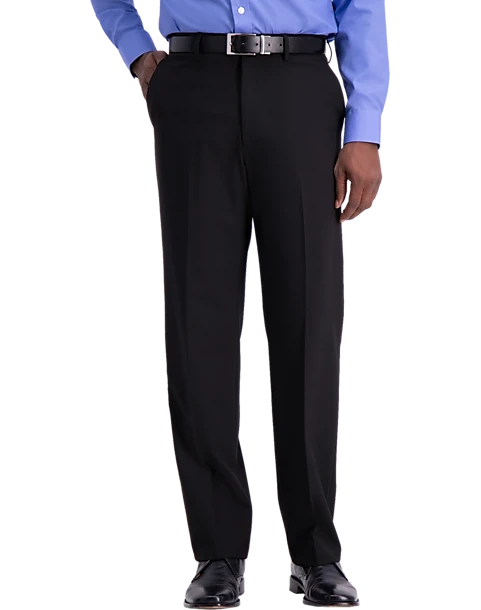 J.M. Haggar™ 4-Way Stretch Classic Fit Flat-Front Pants, Black