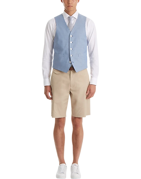 Lauren By Ralph Lauren Classic Fit Suit Separates Vest, Light Blue Chambray - Image 2