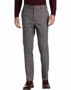 Egara Skinny Fit Suit Separates Pants, Wine Windowpane