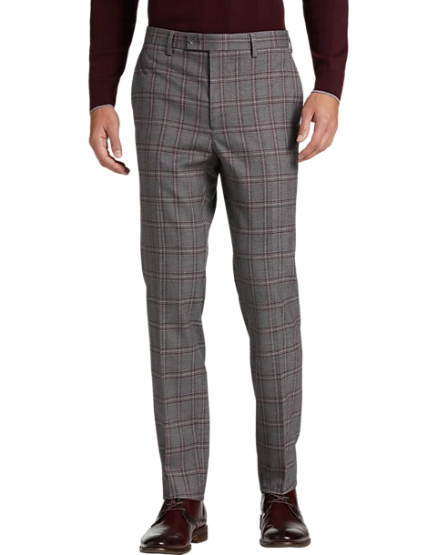 Egara Skinny Fit Suit Separates Pants, Wine Windowpane