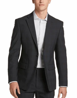 Calvin Klein X-Fit Slim Fit Suit, Charcoal Plaid