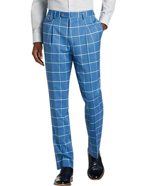 Tayion Classic Fit Suit Separates Pants, Blue & Cream Windowpane
