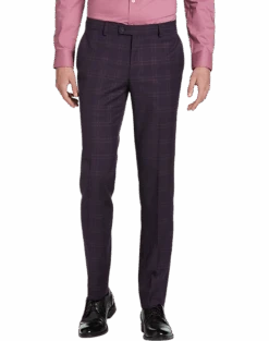 Egara Skinny Fit Suit Separates Pant, Plum Plaid