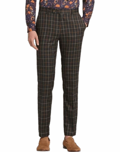 Paisley & Gray Slim Fit Suit Separates Pants, Charcoal & Gold Windowpane