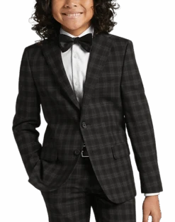 Kenneth Cole Reaction Boy's Suit, Black Plaid