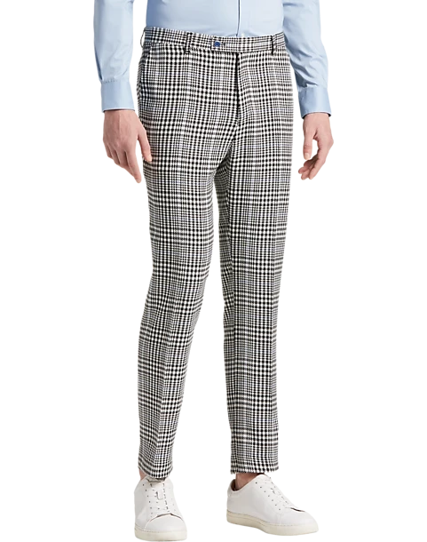 Paisley & Gray Slim Fit Suit Separates Pants, Black And White Houndstooth