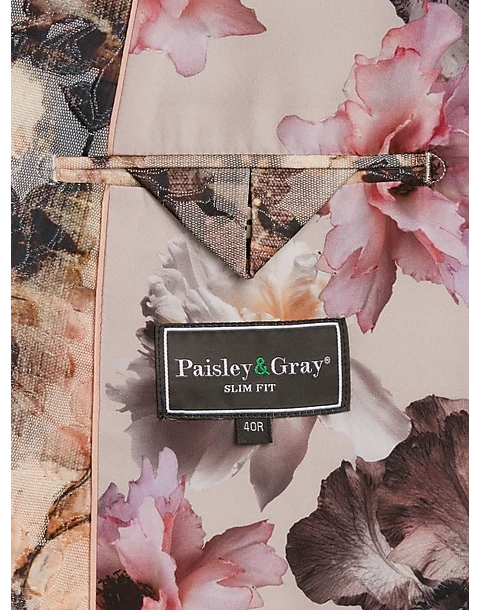 Paisley & Gray Slim Fit Suit Separates Coat, Brown And Cream Floral - Image 4