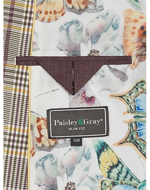 Paisley & Gray Slim Fit Suit Separates Coat, Olive & Yellow Check - Image 4