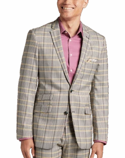 Paisley & Gray Slim Fit Suit Separates Coat, Olive & Yellow Check