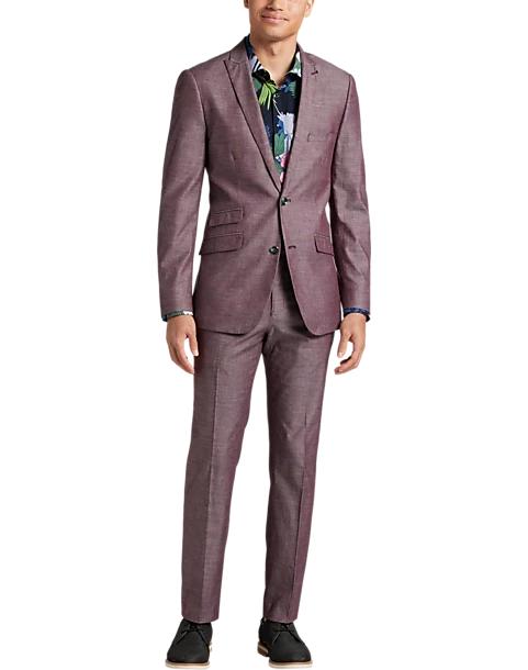 Paisley & Gray Slim Fit Suit Separates Coat, Mulberry - Image 2