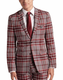 Paisley & Gray Slim Fit Suit Separates Coat, Pink Plaid