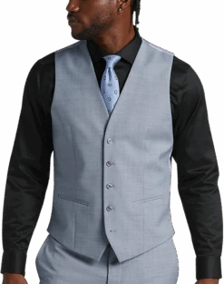 JOE Joseph Abboud Slim Fit Suit Separates Vest Light Blue Sharkskin