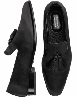 Carlo Morandi Tasseled Satin Formal Loafers, Black