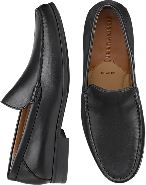 Johnston & Murphy Hawkins Venetian Slip-On Loafers, Black