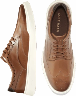 Cole Haan Grand Crosscourt Leather Wingtip Sneakers, Cognac