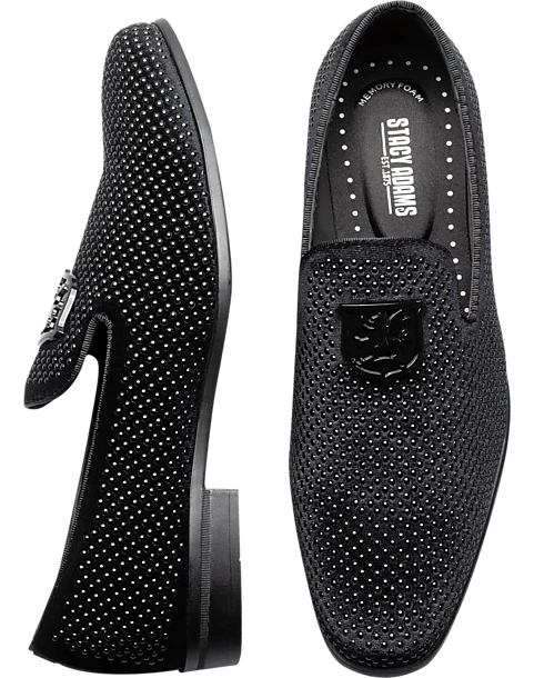 Stacy Adams Swagger Studded Ornament Formal Loafers, Black & Silver