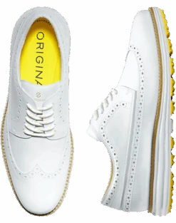 Cole Haan Original Grand Water-Resistant Wingtip Golf Oxfords, White