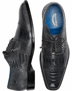 Belvedere Batta Ostrich Cap Toe Oxfords, Gray