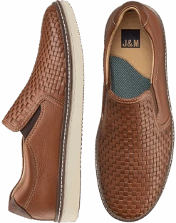 Johnston & Murphy McGuffey Woven Slip-Ons, Tan