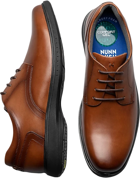 Nunn Bush KORE PRO Plain Toe Oxfords, Cognac