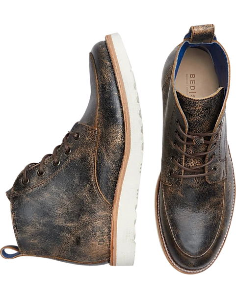 Bed Stu Lincoln Apron Toe Lace Up Boots, Brown